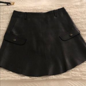 COACH Black Leather High Waisted Skirt
